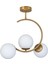 Hilal C Model Modern Spor Glop Beyaz Camlı Gold 3lü Plafonyer Avize 2