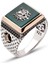 Gümüş Yeşil Akik Taşlı Üzeri Osmanlı Armalı Erkek Yüzük 1