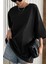 Siyah Basic Düz Baskısız Oversize Salas Boyfriend Kadın T-Shirt 1