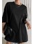 Siyah Basic Düz Baskısız Oversize Salas Boyfriend Kadın T-Shirt 5