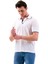 Beyaz Üzeri Lacivert Puantiyeli Yaka Pat Detaylı Polo Yaka Kısakol Pamuk Slim Fit Tişört 1