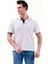 Beyaz Üzeri Lacivert Puantiyeli Yaka Pat Detaylı Polo Yaka Kısakol Pamuk Slim Fit Tişört 2