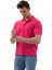 Pembe Yeşil Yaka Pat ve Kol Detaylı Polo Yaka Kısakol Pamuk Slim Fit Tişört 2