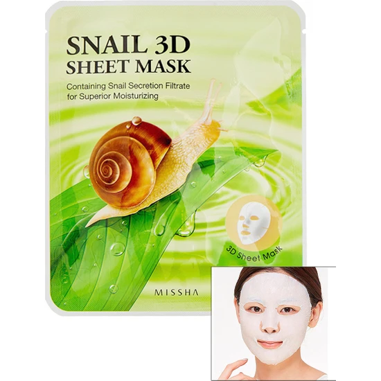 Missha Healing Snail 3D Sheet Mask - Salyangoz Özlü Yaprak Maske