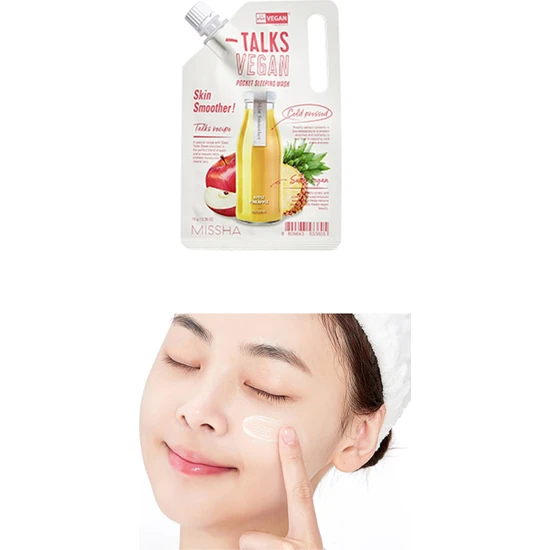 MISSHA Pürüzsüzleştirici Vegan Uyku Maskesi 10G Talks Vegan Squeeze Pocket Sleeping Mask (Skin Smoother)