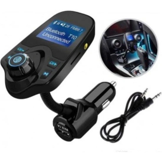 Kingboss T10 Wifi Bluetooth Araç Kiti Fm USB Fm Transmitter %2b Araç Kiti Siyah