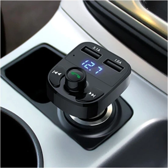 Nanopro Car X8 Araç Fm Transmitter 5.0 Bluetooth Araç Kiti USB Mp3 Sd Kart Çakmaklık Girişli 2023 M
