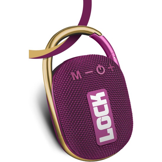 Powerway  Lock Mor Taşınabilir Bluetooth Hoparlör Kilit Özellikli Yüksek Ses Gücü