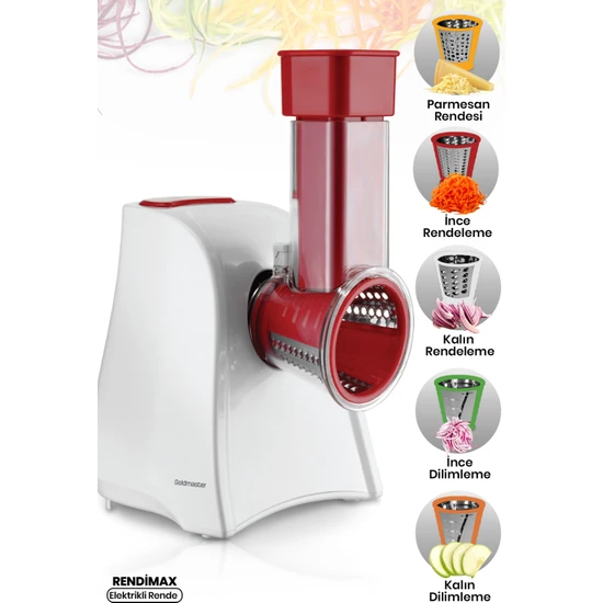 Goldmaster Rendimax 5in1 Paslanmaz Çelik Elektrikli Rende Dilimleme ve Doğrayıcı
