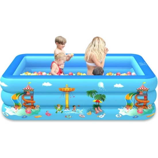 Szykd Ev Iç ve Açık Eğlence Parkı Desen Çocuk Kare Şişme Yüzme Havuzu Boyutu: 150 x 110 x 50 cm  (Yurt Dışından)