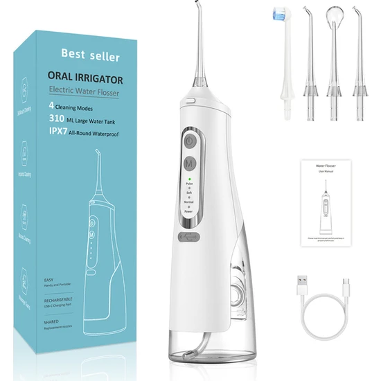 The Beauty Shop Oral Dental Irrigator Taşınabilir Su Jeti Flosser Şarj Edilebilir USB 4 Modu (Yurt Dışından)