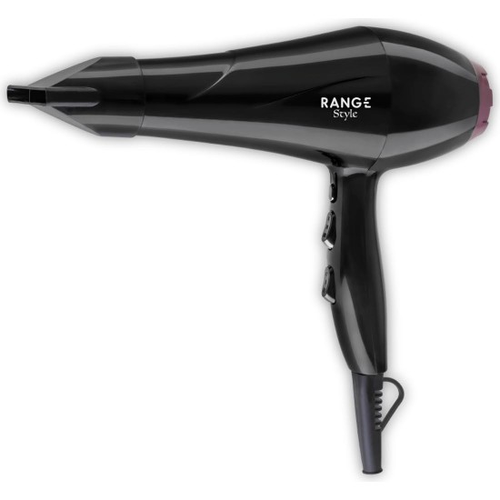 Range Style Saç Kurutma Makinesi 2200 W Güçlü İyon Teknolojisi ile Hızlı Kurutma Siyah