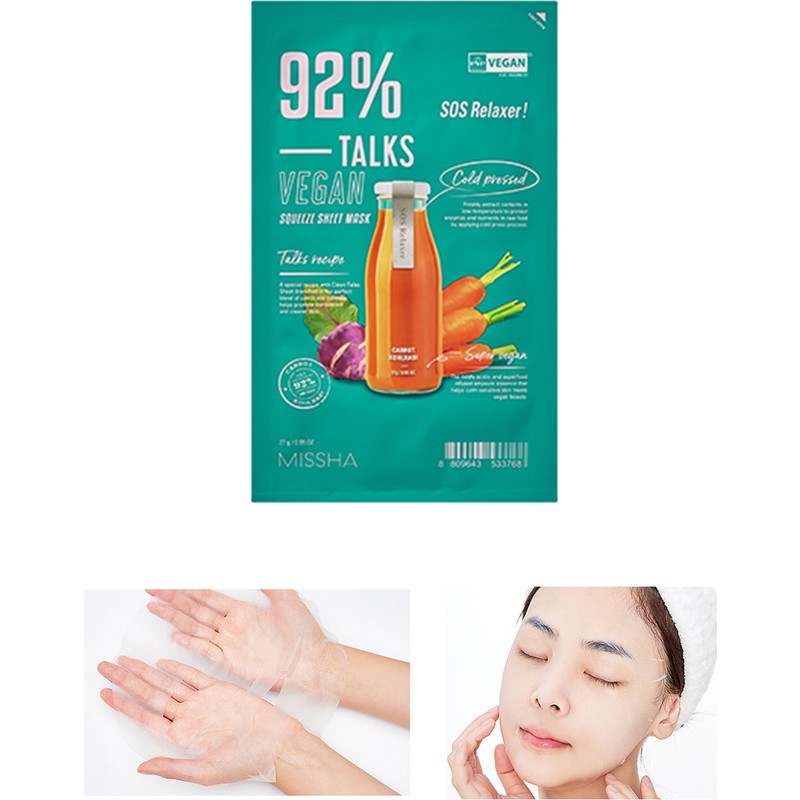 MISSHA Sebum Dengeleyici Vegan Maske Talks Vegan Squeeze Sheet Mask (Sos Relaxer)