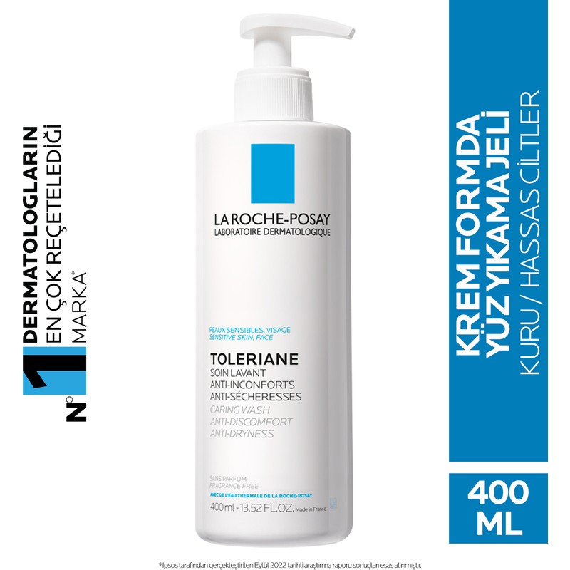 La Roche-Posay Toleriane 400 ml Kuru/Hassas Ciltler İçin Nemlendirici Krem Temizleyici