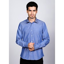 Salve %100 Pamuk Slim Fit Balıksırtı Desen Klasik Gömlek 22102