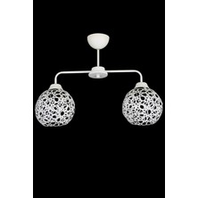 Lambadar Ikili Selçuklu Model Modern Beyaz Plafonyer Avize