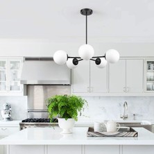 Lambadar Beşli Spark Model Modern Beyaz Glop Camlı Avize