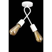 Lambadar Ikili Beyaz Çapraz Fiyonk Model Avize