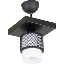 Lambadar Tekli Beyaz Cam Kafes Model Modern Plafonyer Avize