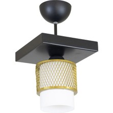 Lambadar Tekli Beyaz Cam Kafes Model Modern Plafonyer Avize