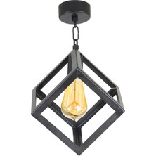Lambadar Rustik Retro Model Geometrik Plafonyer Metal Küp Avize