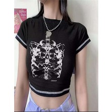 Touz Moda Aesthetic Skeleton Yarım Kadın T-Shirt
