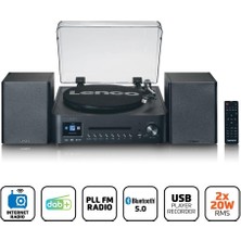 Lenco MC-460BK Pikap Hi-Fi Seti Bluetoothlu Internet Dab+ Radyo CD Mp3 Müzik Seti Mmc AT-3600 Plakçalar Siyah