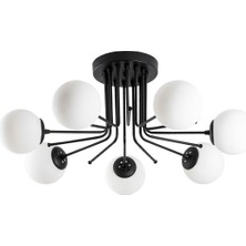 Lambadar Lüks Tasarım Modern Spor Trend Model Glop Camlı Siyah Yedili Avize