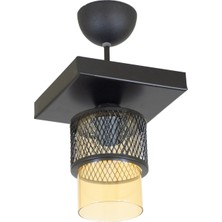 Lambadar Tekli Bal Cam Kafes Model Modern Plafonyer Avize