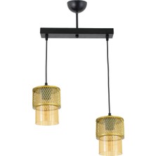 Lambadar Ikili Bal Cam Kafes Model Modern Sarkıt Avize