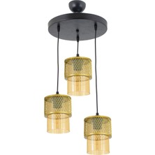 Lambadar Ikili Bal Cam Kafes Model Modern Sarkıt Avize