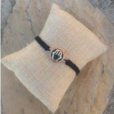 HD Marketim Bileklik El Figürlü Yeşil Taşlı Rose Gold Makrome Ayarlanabilir İp Bileklik Bijuteri Takı Bilezik