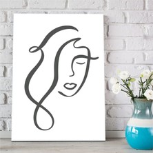 Piyop Karakalem Soyut Yüz Portre Tasarımlı Kanvas Tablo -14 35 cm x 25 cm