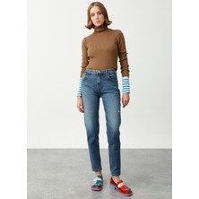 Denim Trip YOLANDA Mom Fit Orta İndigo Kadın Jean Pantalon