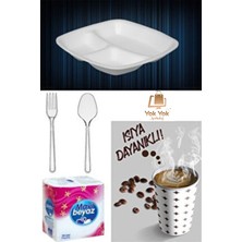 Yok Yok Ambalaj Lüx 3 Gözlü Köpük Tabak Seti 100'LÜ