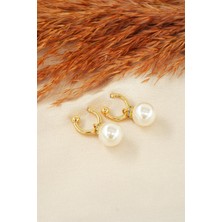 By Zeyna Aksesuar Kadın Özel Tasarım Sallantılı Suni Inci Küpe