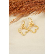 By Zeyna Aksesuar Kadın Özel Tasarım  Sallantılı Yonca Model Küpe