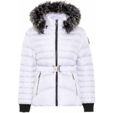 Cipo & Baxx WM132 Kürklü Beyaz Kadın Şişme Mont