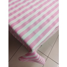 Stay Home Dertsiz Masa Örtüsü Çizgili Pembe