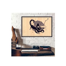 Retro Ahşap Üzerine Lazer Kazıma Akrep Burcu  Tablo Duvar Dekorasyon