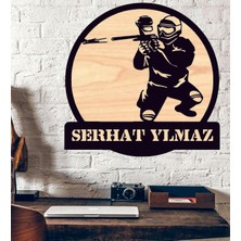 Kişiye Özel Paintball Oyun Temalı Ahşap Duvar Tablo