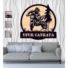 Kişiye Özel Motocross Motorsiklet Temalı Ahşap Duvar Tablo