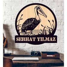 Kişiye Özel Pelikan Kuş Doğa Temalı Ahşap Duvar Tablo