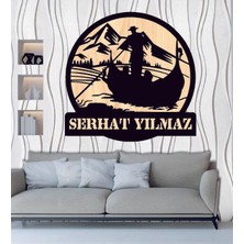 Kişiye Özel Kayık Balıkçı Doğa Temalı Ahşap Duvar Tablo