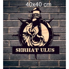 Kişiye Özel Deniz Feneri Dümen Temalı Ahşap Duvar Tablo