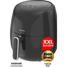 Goldmaster Foodchef 2000 Watt Yüksek Güç 6,4 Litre Geniş Xxl Dokunmatik Airfryer Yağsız Sıcak Hava Fritözü •	2000W Performans