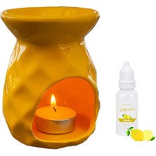 Piyop Seramik Sarı Ananas Model Buhurdanlık ve Limon Kokusu 8X9X12 cm
