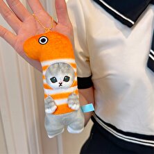 Kedi Peluş Oyuncak Çapraz Giyinme Bebek Dekorasyon Doldurulmuş Hayvan Bebek Peluş Anahtarlık (Yurt Dışından)