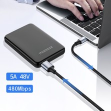 Haibeishe Qc3.0 Pd 240W USB C USB Type Kablosu Pd 240W Hızlı Şarj Kablosu - Siyah (Yurt Dışından)