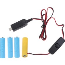 Haibeishe 6V Aa Pil Eliminator USB C Güç Kaynağı 4xaa Pili Değiştirin Anahtar - Siyah (Yurt Dışından)